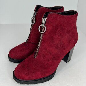 White Mountain Womens Red Thoughtful Faux Suede Platform Size 7.5 M Ankle Boots